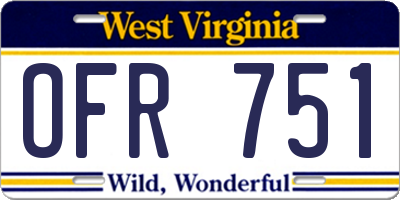 WV license plate OFR751