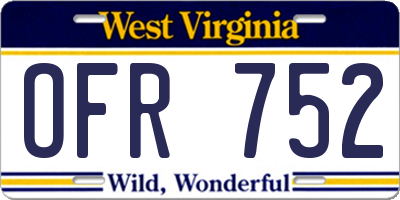 WV license plate OFR752