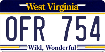 WV license plate OFR754