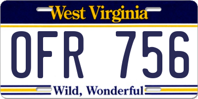 WV license plate OFR756