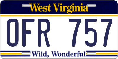 WV license plate OFR757