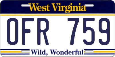 WV license plate OFR759