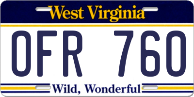 WV license plate OFR760