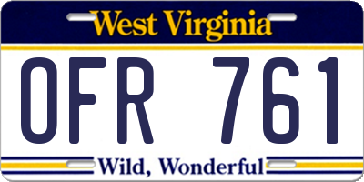 WV license plate OFR761
