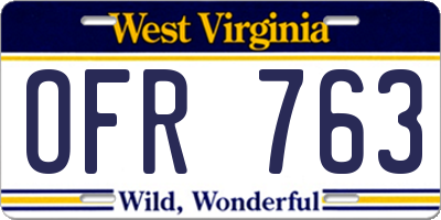 WV license plate OFR763