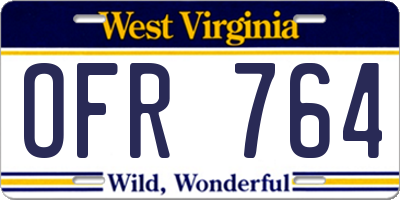 WV license plate OFR764