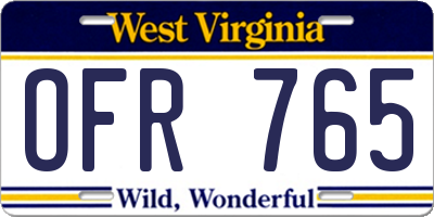 WV license plate OFR765