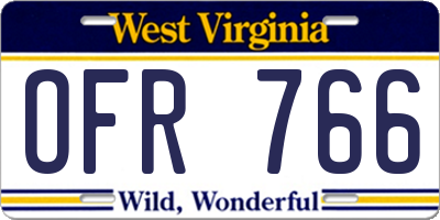 WV license plate OFR766