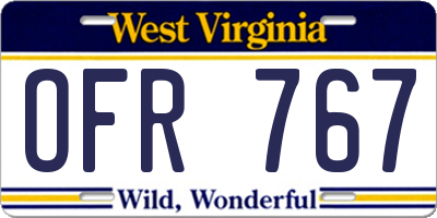 WV license plate OFR767