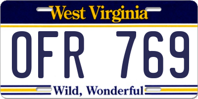 WV license plate OFR769