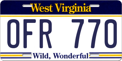 WV license plate OFR770
