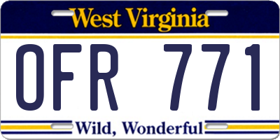 WV license plate OFR771