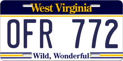WV license plate OFR772