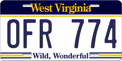 WV license plate OFR774