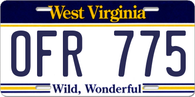 WV license plate OFR775