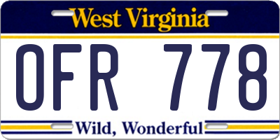 WV license plate OFR778