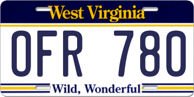 WV license plate OFR780