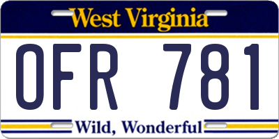 WV license plate OFR781