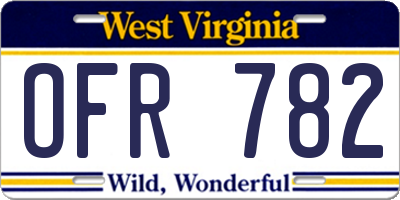 WV license plate OFR782