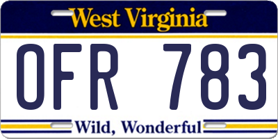 WV license plate OFR783