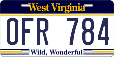 WV license plate OFR784