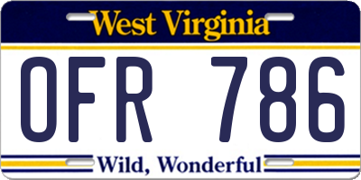 WV license plate OFR786