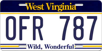 WV license plate OFR787