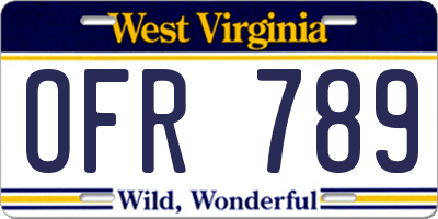 WV license plate OFR789
