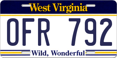 WV license plate OFR792
