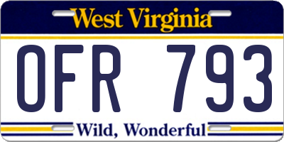 WV license plate OFR793