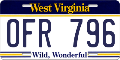WV license plate OFR796