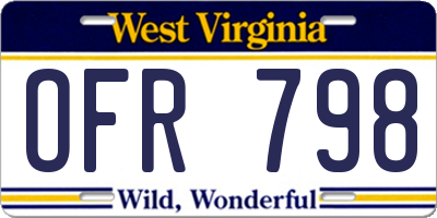 WV license plate OFR798
