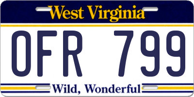 WV license plate OFR799