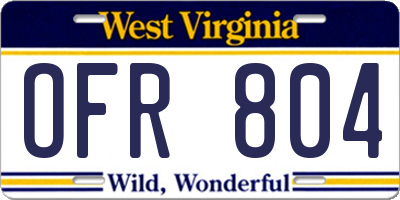 WV license plate OFR804