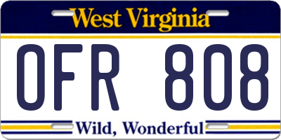 WV license plate OFR808
