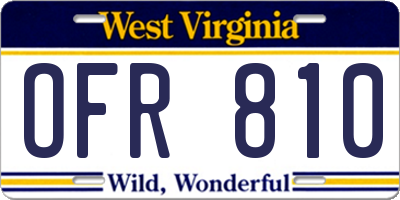 WV license plate OFR810