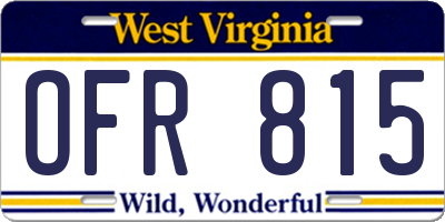 WV license plate OFR815