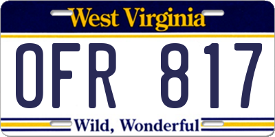 WV license plate OFR817