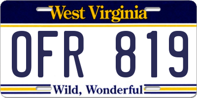 WV license plate OFR819