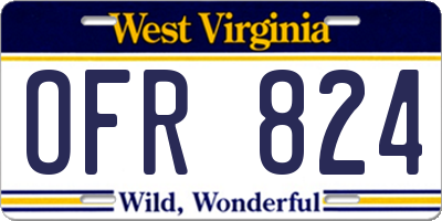 WV license plate OFR824