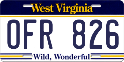 WV license plate OFR826