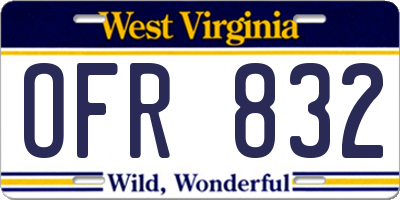WV license plate OFR832