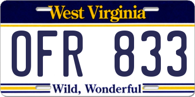 WV license plate OFR833
