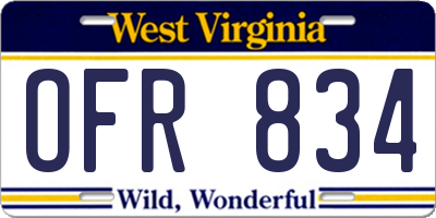 WV license plate OFR834