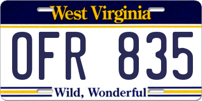 WV license plate OFR835