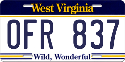WV license plate OFR837