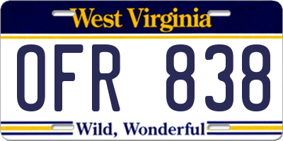WV license plate OFR838