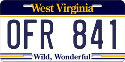 WV license plate OFR841