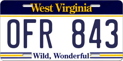 WV license plate OFR843