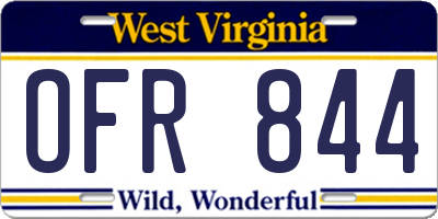 WV license plate OFR844